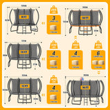 YUMPIE 8FT 10FT 12FT 14FT 16FT Trampoline with Pop-up Quick Connector, Trampoline Outdoor with Enclosure and Ladder, ASTM Approval for Kids and Adults YUMPIE
