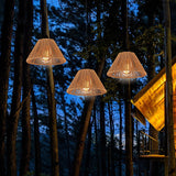 Battery Operated Pendant Light Outdoor Chandelier for Gazebo Hanging Lamp with LED Bulbs Rattan Shade Lantern for Porch Patio Backyard Bedroom Kitchen Decor Powered by 4*AA Batteries EcoGehen