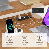 TVU Farmhouse Computer Desk with Drawers, 65'' Home Office Desk with Power Outlets, Storage Cabinet and Printer Stand, Study Writing Desks with Long Monitor Stand, White TVU