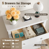 Furmax Tall Dresser for Bedroom, 5 Drawer Dresser, Chest of Drawers, Organizer Drawers, for Hallway Entryway (White) Furmax