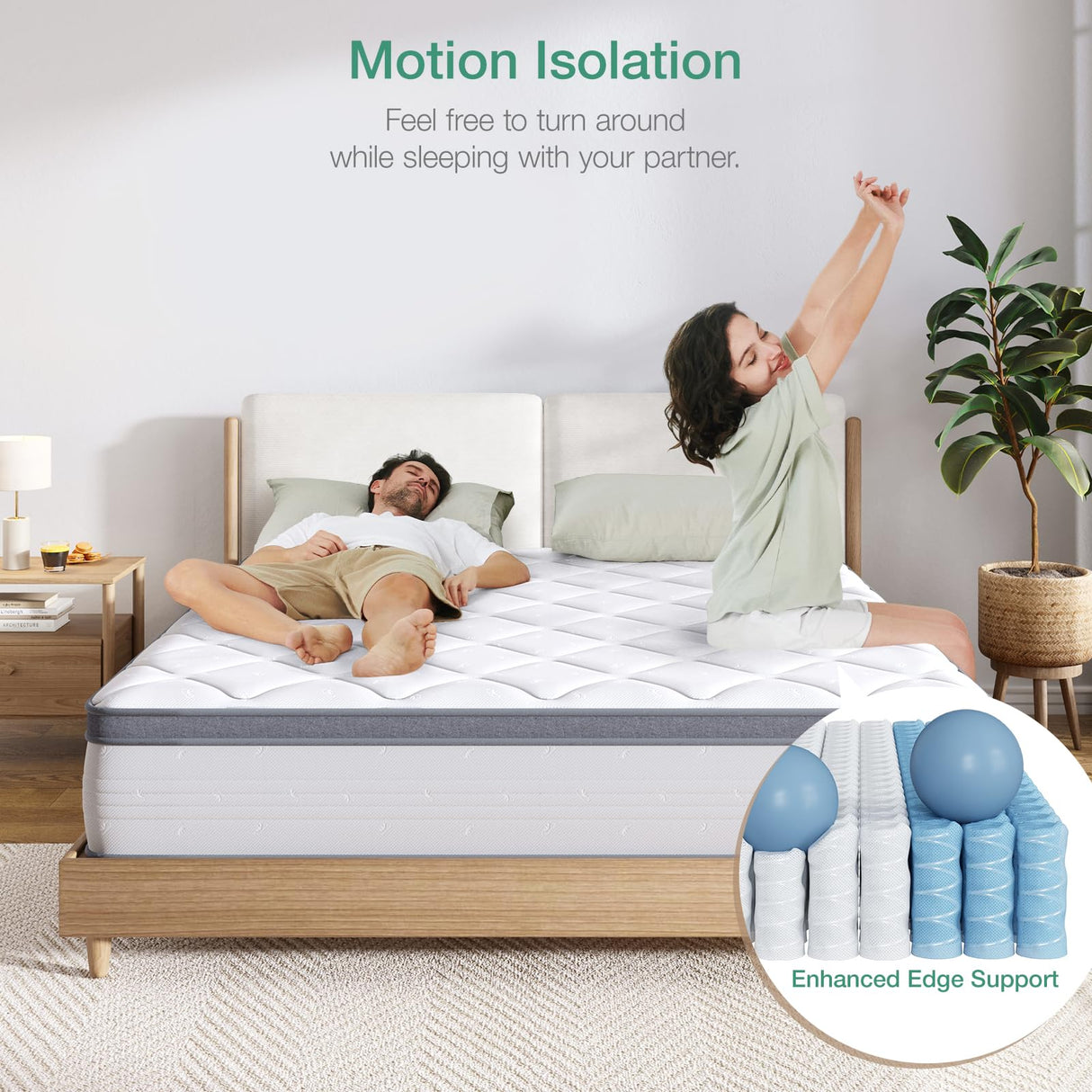 Novilla King Mattress 14 Inch, Hybrid Mattress in a Box with Individual Pocket Spring for Motion Isolation, Supportive & Pressure Relief, CertiPUR-US Novilla