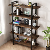 5-Tier Rustic Industrial Solid Wood Bookcase with Metal Frame AY-AOYUAN