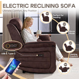Zero Gravity Power Reclining Loveseat Sofa with Adjustable Headrests, Power Loveseat Recliner with Console, Electric 2-Seater Recliner Couch with Charging Port for Living Room (Velvet, Brown) CALIVIA