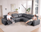 AMERLIFE Power Recliner Sofa, Electric Reclining Sofa with Console & Dual Recliner, Leather Sectional Couch for Living Room, Grey AMERLIFE