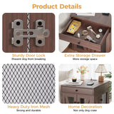 VOWNER Dog Crate Furniture, Wooden Dog Kennel End Table with USB Charging Station, Storage Drawer, Double Latched Door, Furniture-Style Crate Side Table for Medium Dogs Under 40 lbs Indoor, Oak Brown VOWNER
