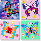 4 Pack Butterfly Paint by Number for Kids with Wooden Frame, Paint by Numbers for Kids Butterflies Ages 4-8-12, Easy Painting with Numbers DIY Acrylic Oil Painting Kits for Home Wall Decor (8X8 inch) xackcme