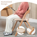 HOMEFUN Folding Chairs with Padded Seats, Wooden Stackable Dining Chairs Set of 2 with Removable Cover Folding Extra Chair for Guests Kitchen Office Wedding Party Picnic, Khaki HOMEFUN