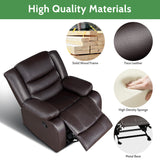Prilinex Brown Rocker Recliner Chair - Oversized Leather Lazy Boy Recliner Chair with Overstuffed Armrest, Faux Leather Manual Reclining Chair for Living Room, Bedroom, Home Theater Prilinex
