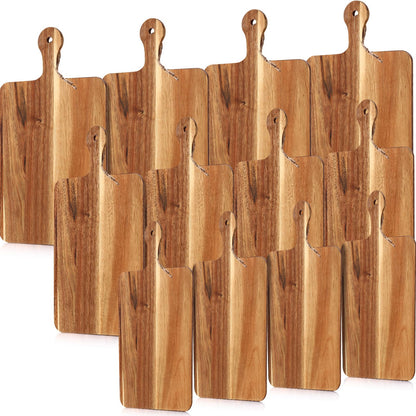 Layhit 12 Pcs Bulk Wood Acacia Cutting Board Charcuterie Board with Handle Laser Engraving Board Large Small Serving Board for Kitchen Chopping Cheese Mother's Day Wedding Housewarming Gift(3 Sizes)