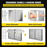 VEVOR Outdoor Kitchen Doors, 30W x 21H Inch, 304 Stainless Steel Double Doors with Vents, BBQ Access Door with 2 Detachable Handles and 6 Hooks, for BBQ Island VEVOR