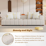 Merax Modern 103.9'' Comfy Couch with 4 Pillows, Corduroy Fabric Sofa for Living Room Bedroom Office Beige Merax