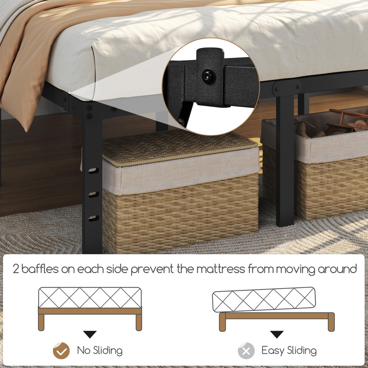 Yaheetech 18 Inch Full Bed Frames Heavy Duty Metal Platform Bed with Under Bed Storage, No Box Spring Needed, Easy Assembly, Sturdy Steel Slat Support, Black Yaheetech