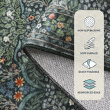 Lahome Floral Washable Rugs 5x7, Soft Green Rugs for Bedroom Living Room, Boho Non Slip Low Pile Forest Stain Resistance Large Throw Carpet for Farmhouse Dining Room Office, Dark Green Lahome