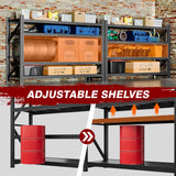 Fesbos 9000LBS Metal Steel Storage Shelves - 75" W Black 4 Tier Heavy Duty Rack Commercial Industrial Shelving with Adjustable Shelf for Basement Garage Warehouse - 75" W x 24" D x 70" H Fesbos