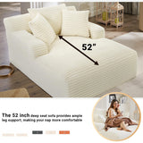 GUANGHONG 50" W Chaise Lounge Chair Indoor, Oversized Upholstered Corduroy Boneless Sofa Bed with 3 Pillows, Deep Seat Sleeper Reading Chair Cloud Couch for Living Room, No Assembly Required GUANGHONG