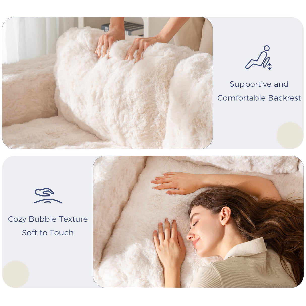 MAXYOYO Loveseat Sofa for Living Room, Small Sofa Couch Tufted Boneless Couch, Comfy Bean Bag Chair for Small Space Bedroom Apartment, No Assembly Needed, Beige MAXYOYO