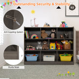 SILKYDRY 3-Tier Open Bookcase with 8 Cubes - Versatile Wooden Storage Cabinet in Grey SILKYDRY