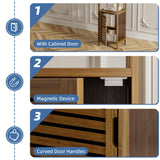 HITNET Bathroom Cabinet, Bamboo Floor Cabinet Free Standing, 4 Tier Sofa Side Storage Cupboard for Living Room Kitchen Bedroom, Walnut HITNET