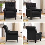choairy Pushback Recliner Chair, Accent Push Back Chair Set of 2 with Adjustable Footrest Wingback, Upholstered Linen Reclining Sofa with Side Pocket, Comfy Modern Armchair for Living Room, Black choairy