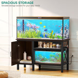 YITAHOME 55-75 Gallon aquarium stand with Power Outlets, Heavy Duty Metal Fish Tank Stand, Cabinet for Fish Tank Accessories Storage suitable for Fish Tank, Turtle Tank, 880LBS Capacity, Brown YITAHOME