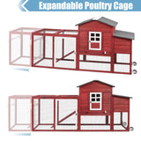 PetsCosset 79" Wooden Chicken Coop Rabbit Cage with Nesting Box, Waterproof Roof, Removable Tray, Combinable PetsCosset