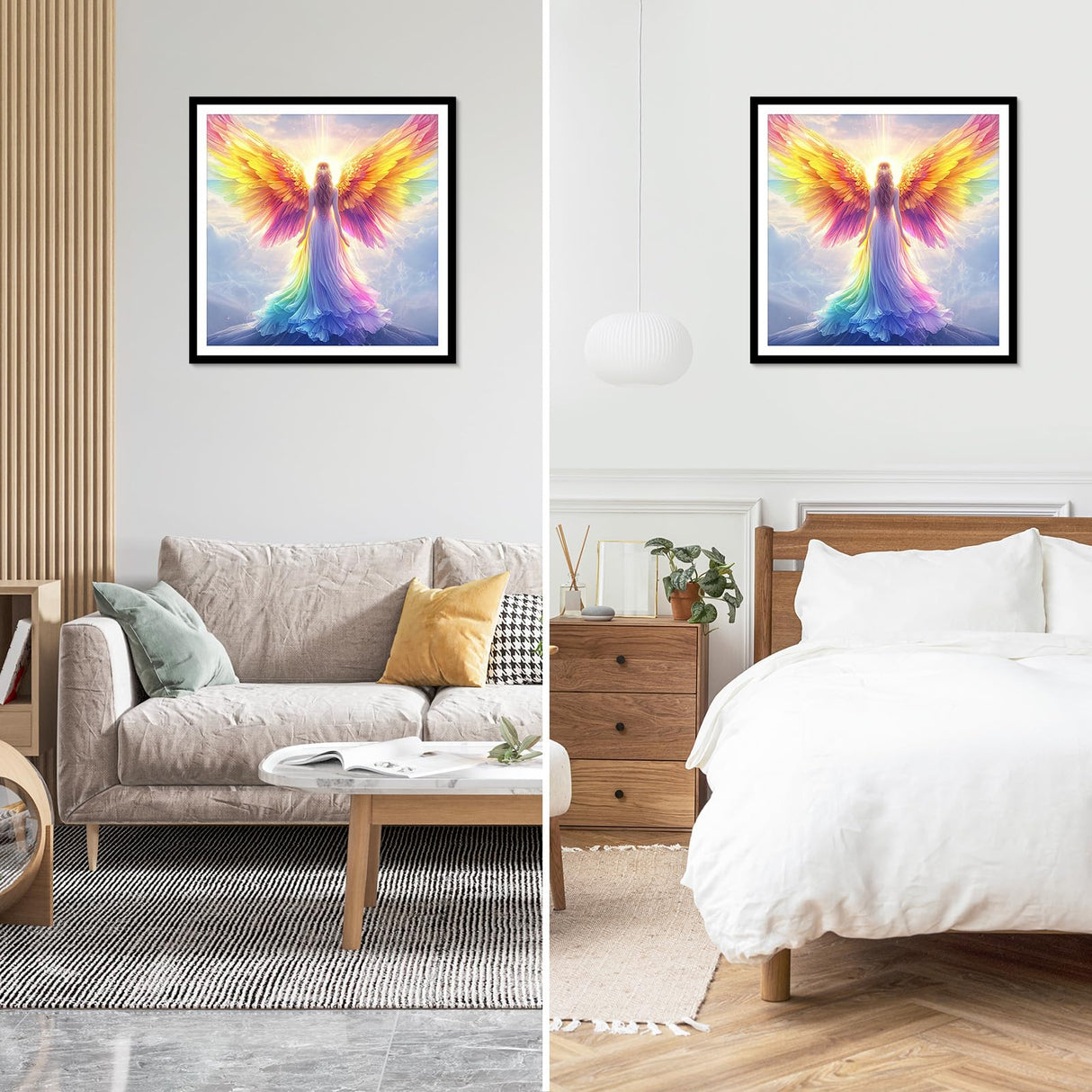 NEWENMO Diamonds Painting Kits for Adults Beginner, DIY 5D Rainbow Angel Diamond Art Paint with Round Diamonds, Full Drill Gem Art Angel Diamonds Art Painting for Home Wall Decor 12x12 Inch NEWENMO