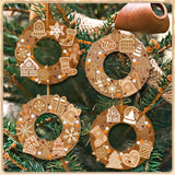 472 Pcs DIY Christmas Craft Kits Xmas Tree Wreath Craft Gingerbread Men Bell Snowflakes Wreath Arts Christmas Hanging Ornaments with Gingerbread Houses Gift Boxes Sticker for Xmas Indoor Outdoor Decor Wavwavw