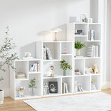 VECELO 42" Modern White Bookshelf, 7 Cube Organizer Bookcase,Fits Tallest Hardcovers, Horizontal Available,Floor Standing Display,Easy Assembly, Pearl White VECELO