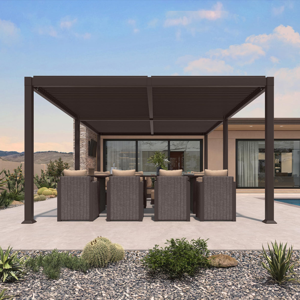 PURPLE LEAF 13' x 20' Louvered Pergola Outdoor Adjustable Louvre Shade Modern Patio Aluminum Pergola with Retractable Roof for Deck Backyard Garden Hardtop Gazebo PURPLE LEAF