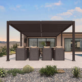 PURPLE LEAF 13' x 20' Louvered Pergola Outdoor Adjustable Louvre Shade Modern Patio Aluminum Pergola with Retractable Roof for Deck Backyard Garden Hardtop Gazebo PURPLE LEAF