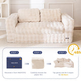 MAXYOYO Loveseat Sofa for Living Room, Small Sofa Couch Tufted Boneless Couch, Comfy Bean Bag Chair for Small Space Bedroom Apartment, No Assembly Needed, Beige MAXYOYO