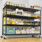 PrimeZone 60" W x 24" D x 76" H Heavy Duty Wire Storage Shelves with Wheels, 4 Tier Adjustable NSF Certified Garage Shelving Unit, Rolling Metal Organizer Shelf Rack for Warehouse, Pantry, 2 Packs PrimeZone