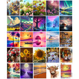 Fulmoon 24 Pack Diamond Painting Kits 11.8 x 9.8 Inch DIY 5D Abstract Landscapes Diamond Art Full Round Drill Crafts for Adults Kids Beginners Home Wall Decor Gifts Fulmoon