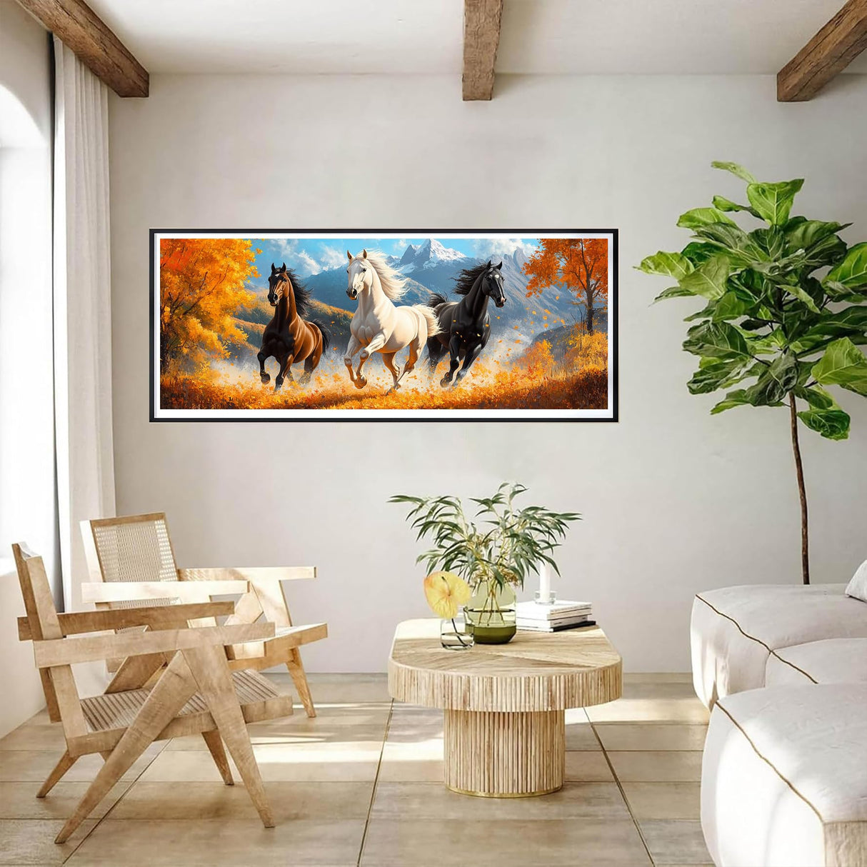 Bimkole Large Diamond Art Kits for Adults Horse, Full Drill 5D DIY Rhinestone Embroidery Set Paint with Diamonds Art Animals by Number Kits Cross Stitch Home Wall Craft Decoration 31.5x11.81 Inch Bimkole