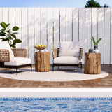 HOMPUS Concrete Outdoor Side TableSet of 2, 2 Piece Tree Stump Modern Round Coffee Table Accent Table Set Plant Stand Faux Wood End Table Garden Stool for Patio,Home Decor, Living Room, Oak HOMPUS