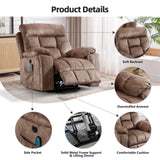 CANMOV Large Power Lift Recliner Chair with Massage and Heat for Elderly Big and Tall People, Overstuffed Wide Recliners with 2 Cup Holders, Side Pocket and USB Port, Camel CANMOV