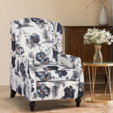 PALLOME Upholstered Wingback Recliner Chair, Mid Century Modern Manual Push Back Recliner for Living Room, Bedroom (1, Blue Floral) PALLOME