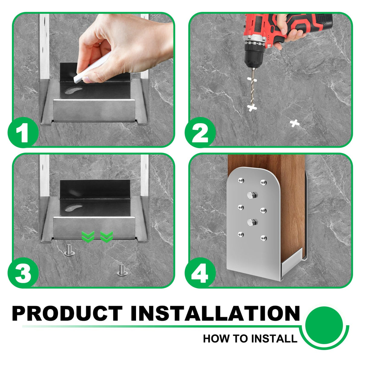 Andorm 6 Pack 4 x 4 Post Anchor Base, Adjustable Stainless Steel 4x4 Post Bracket for Concrete Wood Deck (Inner Size 3.5x3.5) with Screws and Nuts Andorm