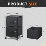 DEVAISE 2 Drawer Mobile File Cabinet, Rolling Printer Stand, Fabric Vertical Filing Cabinet fits A4 or Letter Size for Home Office, Black DEVAISE