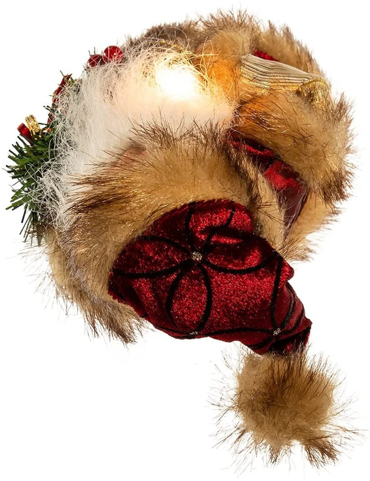 Kurt Adler 10-Light Burgundy and Brown Santa Treetop, 10-Inch Kurt S. Adler