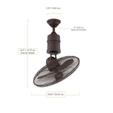 Craftmade BW321AG3 Bellows III Dual Mount 21" Outdoor Reversible Oscillating Ceiling Fan with Wall & Remote Control, 3 Blades with Safety Cage, Aged Bronze Textured Craftmade