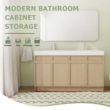 Calieton 60 Inch Freestanding Vanity, 60" Bathroom Vanity with Sink, Double Sink Floor Stand Vanity Combo, Modern Brown Bathroom Vanity Set with 4 Doors and White Basin Sink Calieton