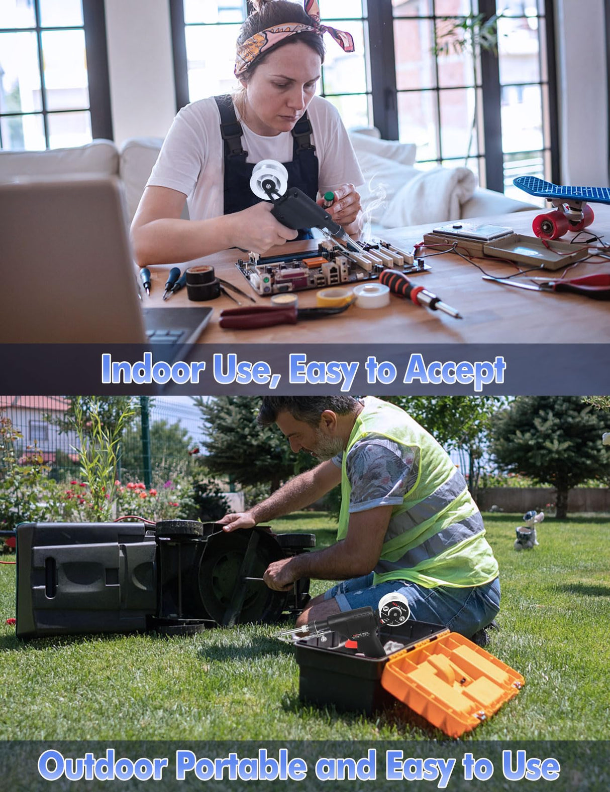 Soldering Iron Kit Electric Solder Guns Set 80W Precision Electronics Tools for Jewelry Making, Stained Glass, PCB Wire Repair, Adjustable 500-896°F, One-Handheld Automatic Send Tin Feed NEWACALOX