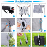 Smartxchoices 8 x 8 FT Pop Up Canopy Tent - Instant Outdoor Canopy with Wheeled Carry Bag, 4 Ropes, Straight Legs, Stakes, Height Adjustable Outdoor Tent Sun Protection Beach Shelter，Silver Grey Smartxchoices