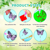 JeCuiK 6 Pcs Butterfly Diamonds Paintings Kits Suncatcher Double Sided Rhinestone Painting Wind Chimes 5D DIY Diamond Painting Kits Paint by Number Crystal Hanging Ornaments Mom Gifts JeCuiK