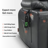 MCombo Dual Motor Power Lift Recliner Chair for Elderly, Lay Flat Lift Chair with Heat and Massage, Petite Wide Lift Chair, Cup Holders, USB A&C Ports, Faux Leather R7894 (Black, Small-Wide) MCombo