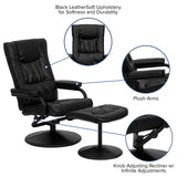 Flash Furniture Rachel Contemporary Multi-Position LeatherSoft Recliner Chair with Ottoman, 360-Degree Swivel Recliner Chair and Ottoman Set, Black Flash Furniture