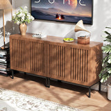 RIBECH 63" Farmhouse Storage Cabinet, Kitchen Sideboard with Metal Base & Adjustable Shelves, Ideal for Living Room, Dining Room, Brown RIBECH