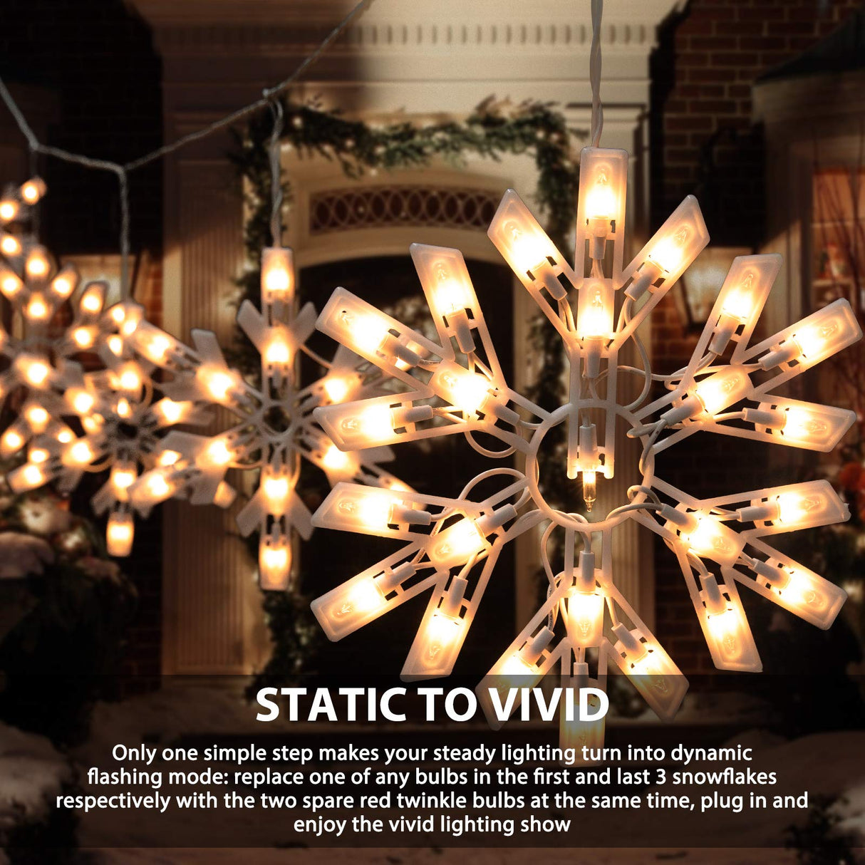 Snowflake Christmas String Lights with 6 Drops - 9ft 100 Mini Bulb Icicle Lights with Hooks, Plug-in Connectable Hanging Lights for Christmas Home Indoor Outdoor Party Wedding Holiday Décor, Clear Minetom