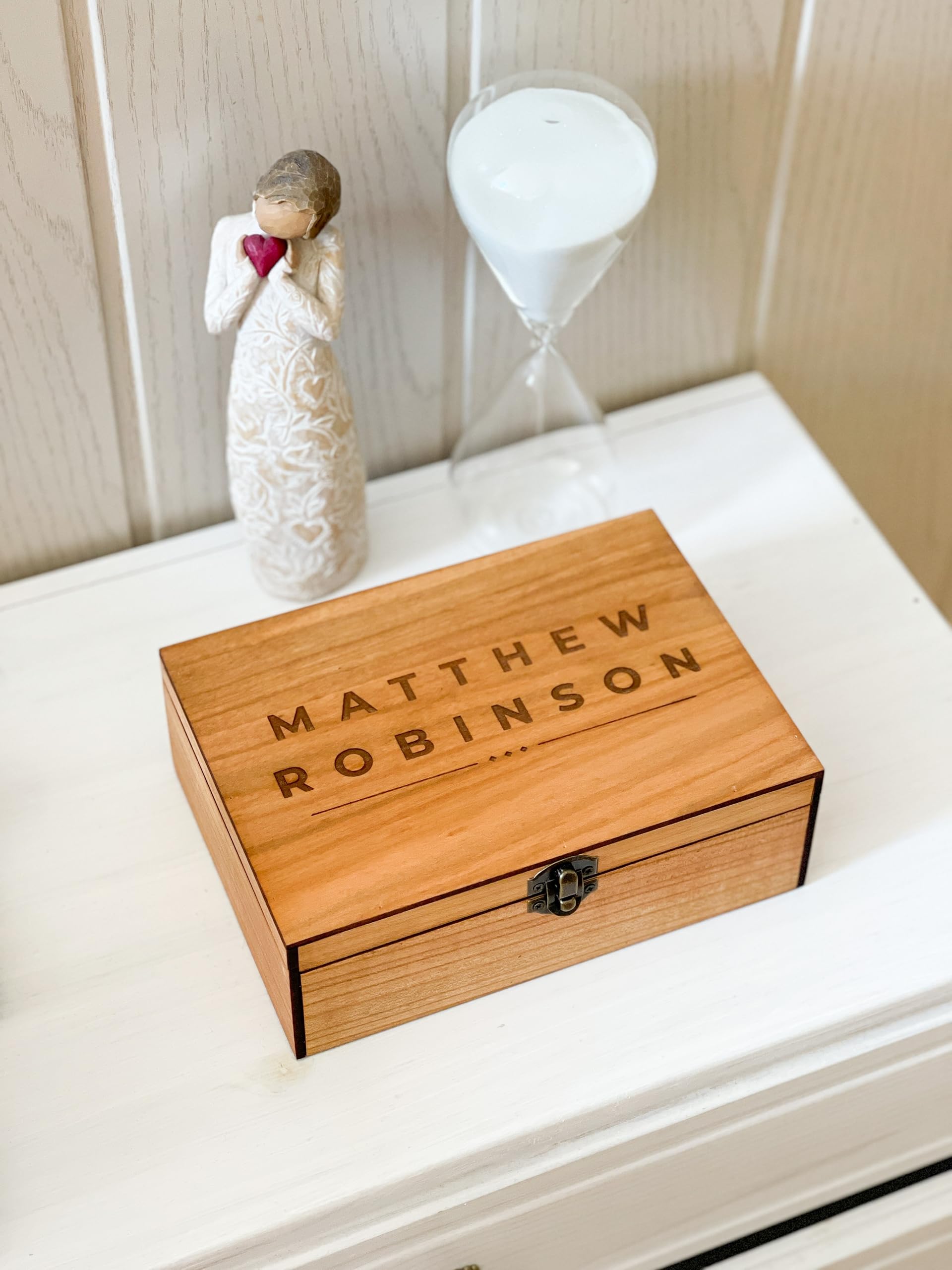 Personalized wooden name box for memories, keepsake - Christmas gift, present for Him, Boyfriend, Boy, Guy, Groomsmen, Friend for Birthday (Oak) - WoodArtSupply